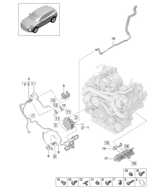Diagram 107-405 Porsche Boxster 718 (982) 2017>> Engine