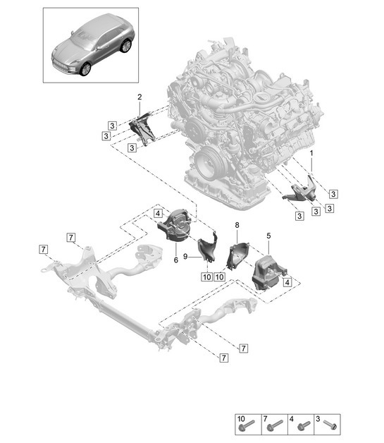 Diagram 109-010 Porsche Panamera 970 MK1 (2009-2013) Engine