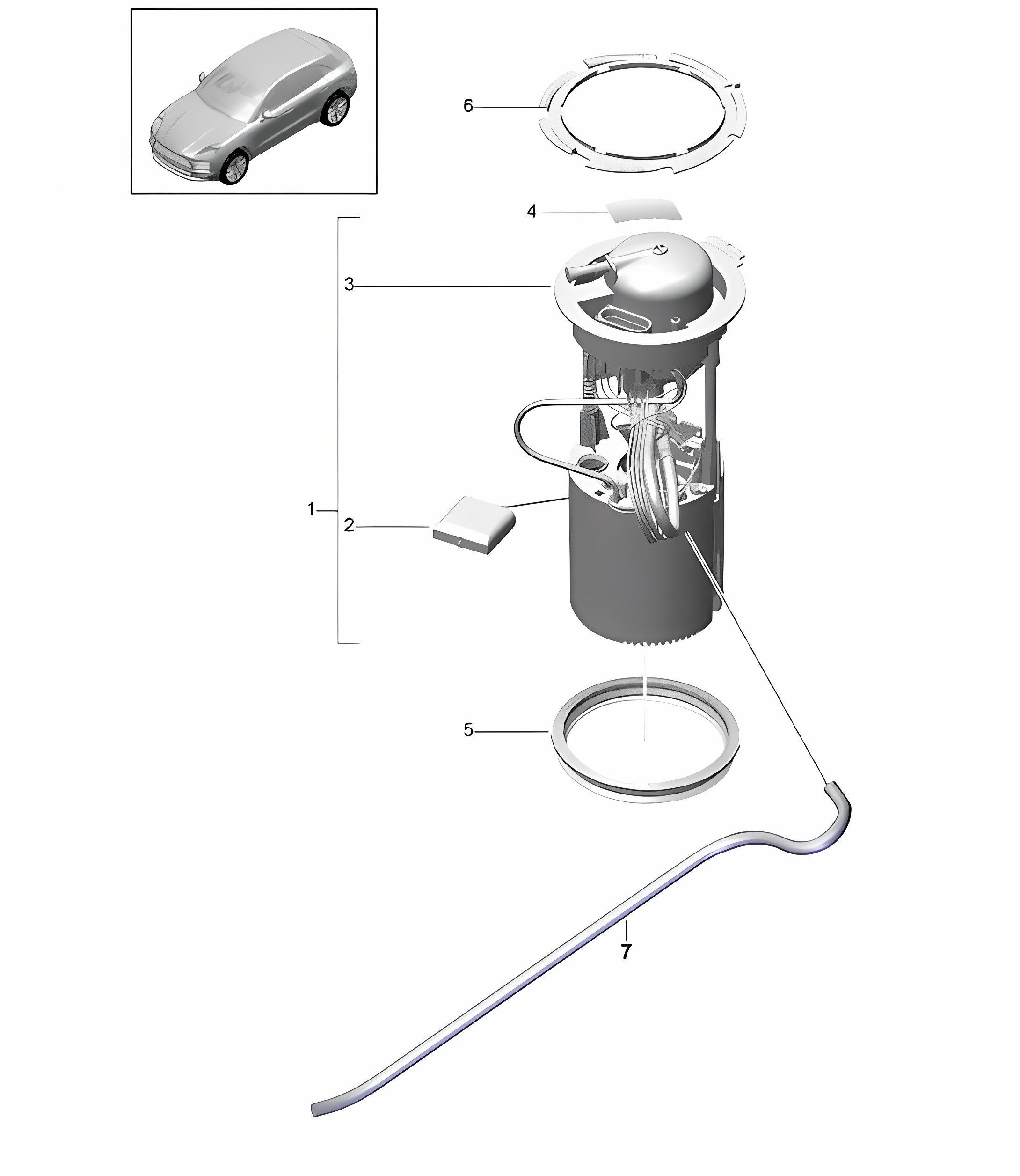 Fuel pump (complete) - PR:0GB,4BD,
4BF,4BI,7CE,
7CM,7CP,7CQ,
7CR,7GH,7MM+
2G1,2G4,2G7+
GP1,9M0,9M1,
9M9 -  95B (II / III) Macan 2019 - 2024