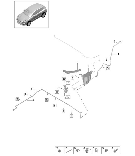 Diagram 201-260 Porsche Macan (95B) MK2 2019-2021 Fuel System, Exhaust System