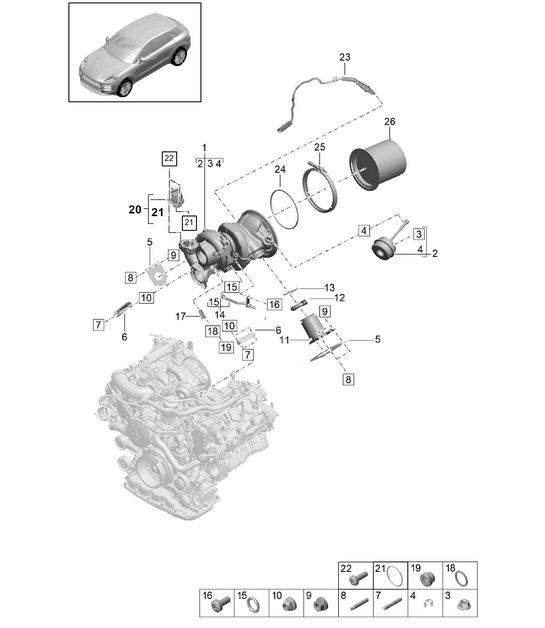 Diagram 202-010 Porsche Macan (95B) MK2 2019-2021 Fuel System, Exhaust System