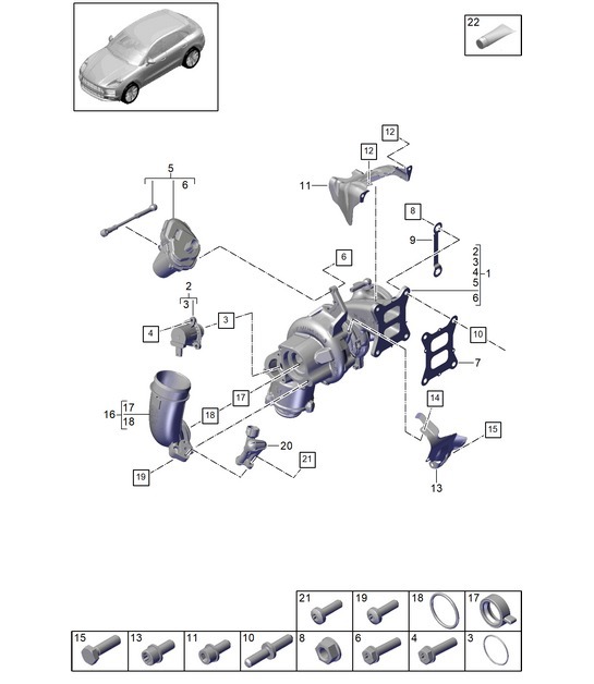 Diagram 202-030 Porsche Macan (95B) MK2 2019-2021 Fuel System, Exhaust System