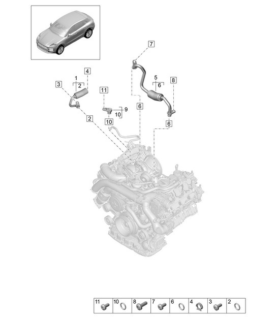 Diagram 202-110 Porsche Macan (95B) MK2 2019-2021 Fuel System, Exhaust System
