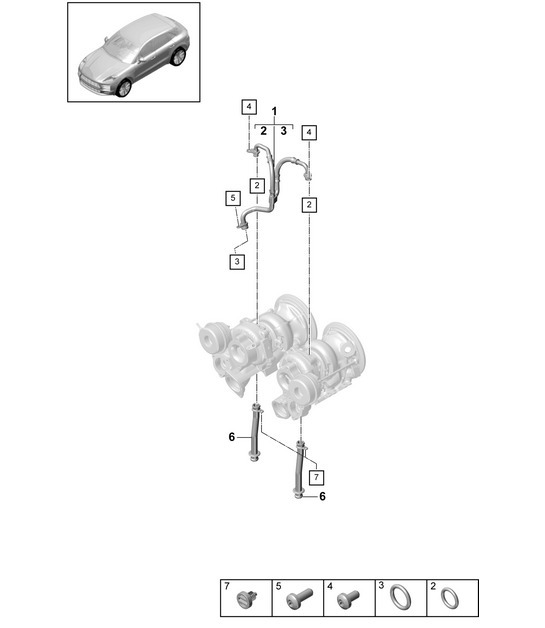 Diagram 202-200 Porsche Macan (95B) MK2 2019-2021 Fuel System, Exhaust System