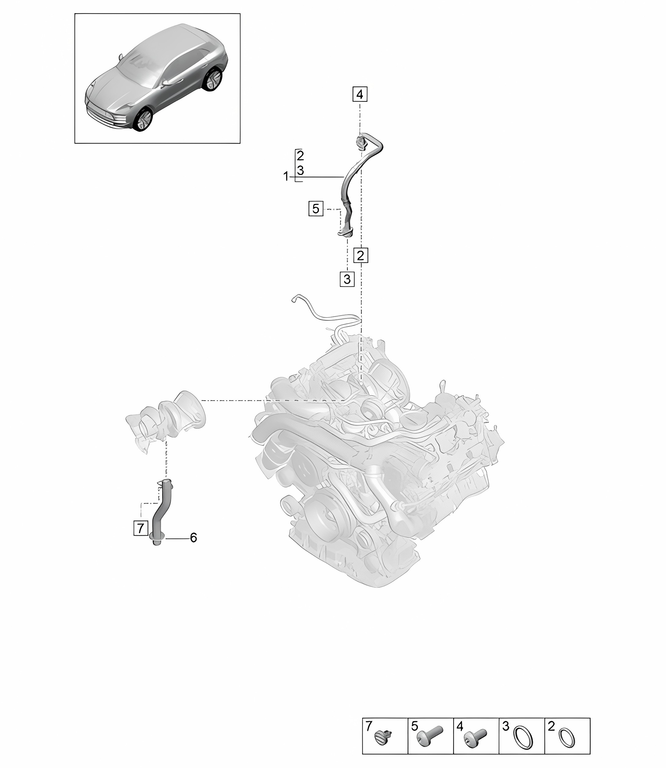 Oil pressure line for Exhaust Gas Turbocharger - PR:DC5 - 95B (II / III) Macan 3.0L 2019 - 2024