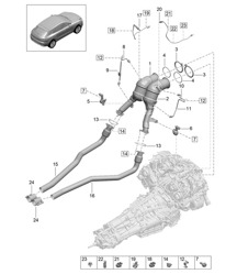 Catalytic converter / Petrol particulate filter / Lambda sensor / Exhaust gas temperature sender - PR: 4BD,4BF,BI, 7CR, D1C, D29, GP1 -  95B (II / III) Macan 2.9L 2019 - 2024