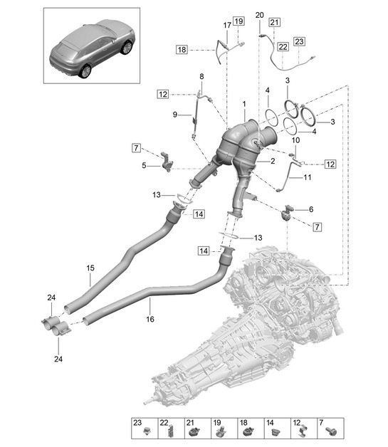 Diagram 202-250 Porsche Macan (95B) MK2 2019-2021 Fuel System, Exhaust System