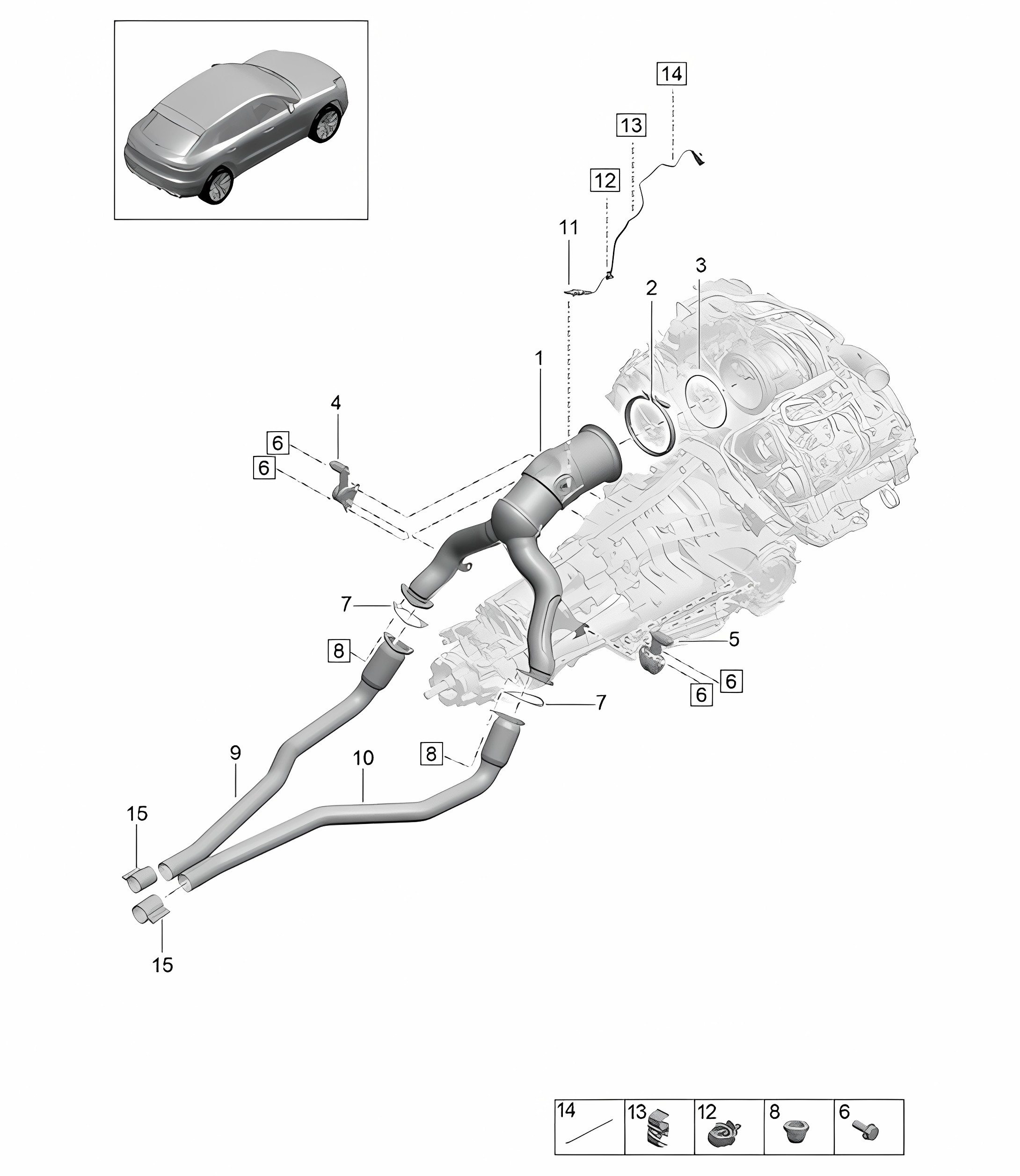 Catalyst converter / Lambda sensor - PR:7CE, 7GH, 7MM + DC5 - 95B (II / III) Macan 3.0L  2019 - 2024