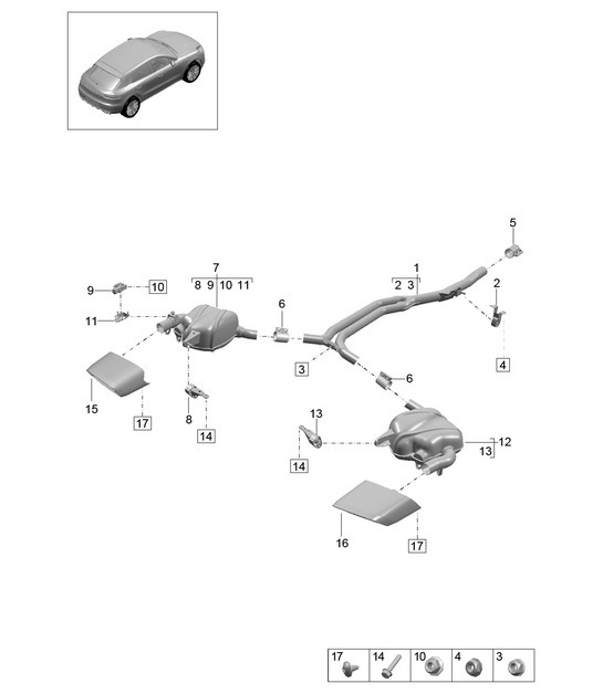 Diagram 202-320 Porsche Macan (95B) MK2 2019-2021 Fuel System, Exhaust System