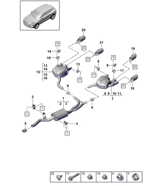 Diagram 202-370 Porsche Macan (95B) MK2 2019-2021 Fuel System, Exhaust System