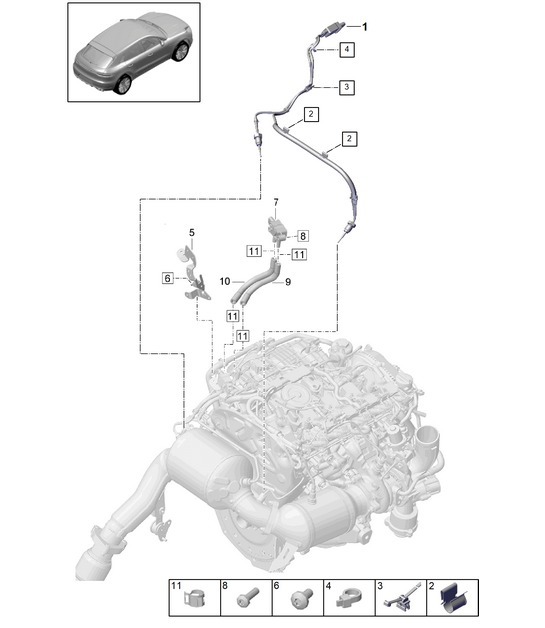 Diagram 202-430 Porsche Macan (95B) MK2 2019-2021 Fuel System, Exhaust System