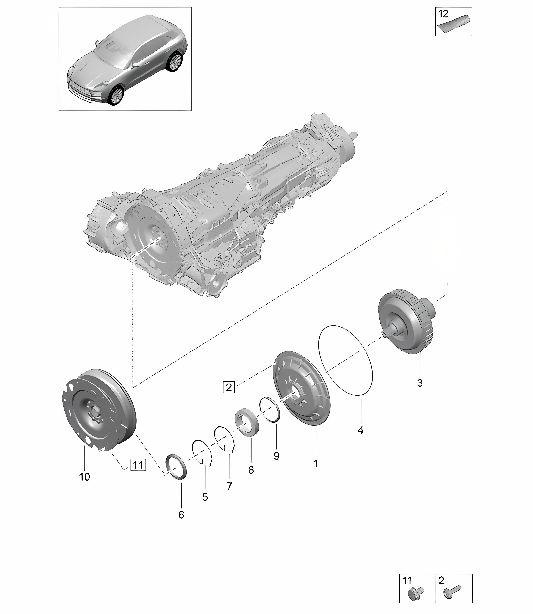 Coupling / Flywheel - PR:TV8 + GP2 -  95B (II / III) Macan 2.9L 2019 - 2024