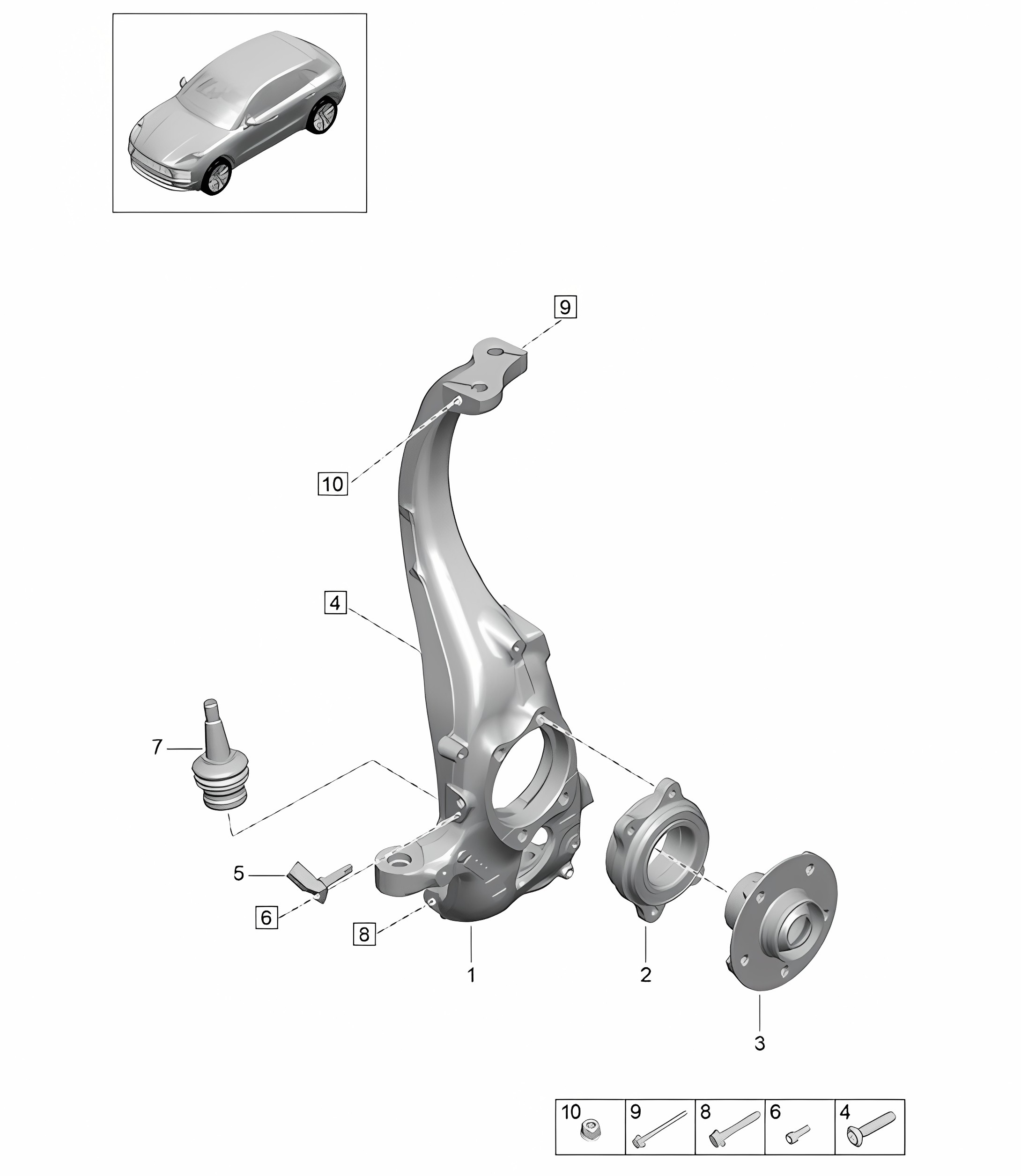 Swivel mounting /  Wheel hub 95B (II / III)Macan  2019 - 2024