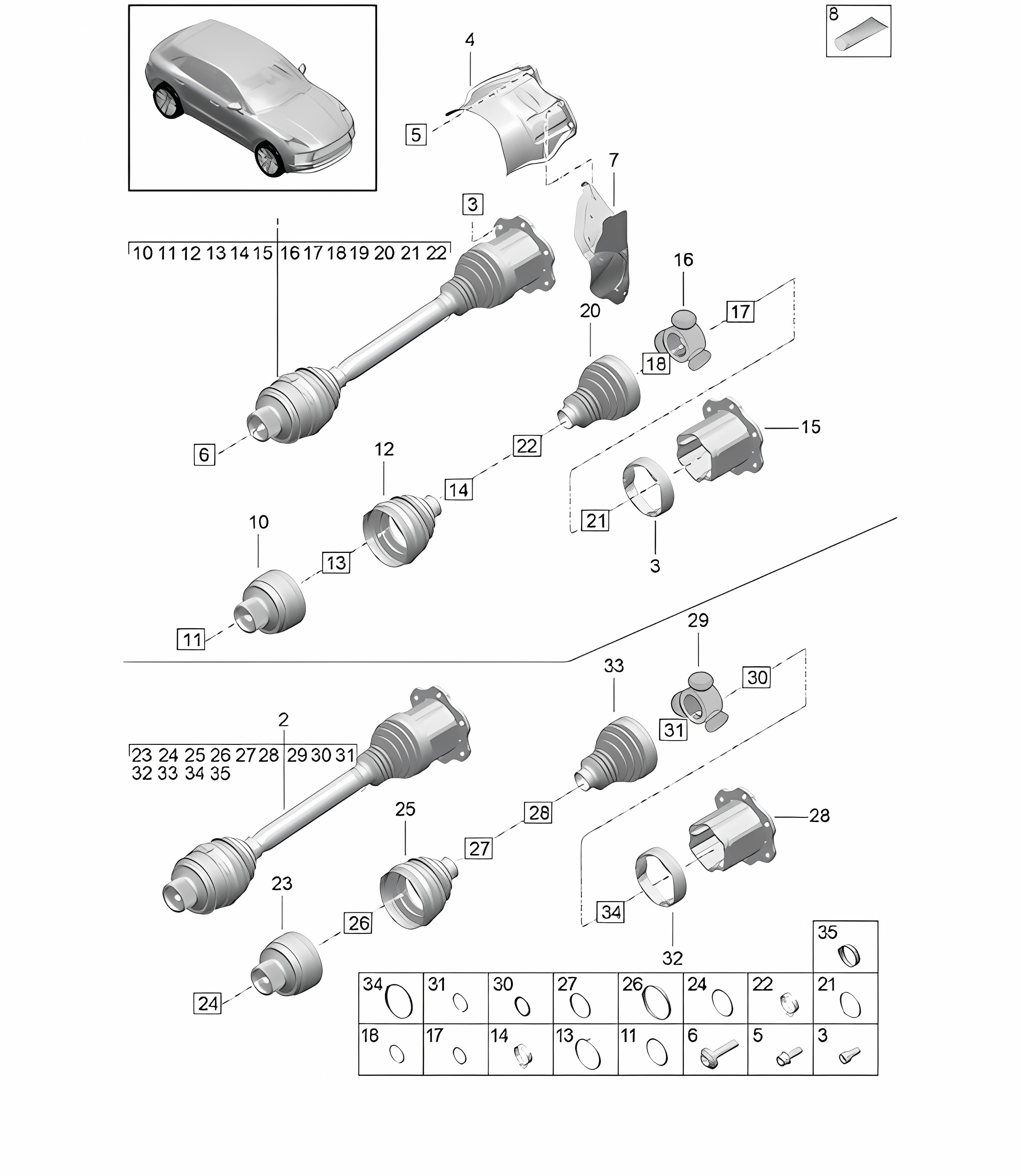 Drive shaft 95B (II / III) Macan 2019 - 2024