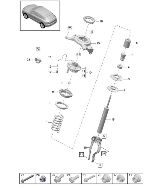 Diagram 402-003 Porsche Macan (95B) MK2 2019-2021 Front Axle, Steering 