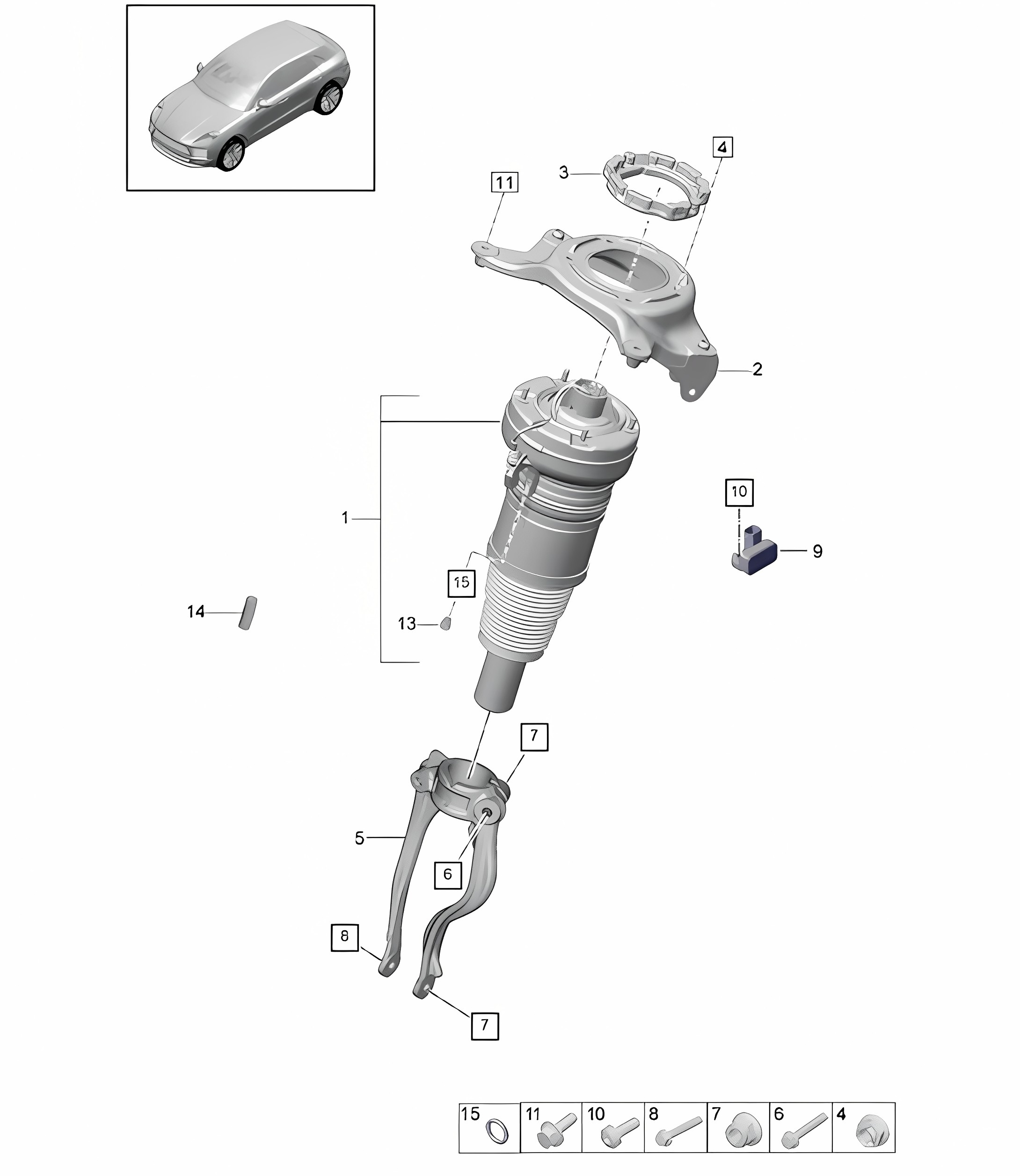 Air suspension - PR:1BK, 2MB - 95B (II / III) Macan  2019 - 2024