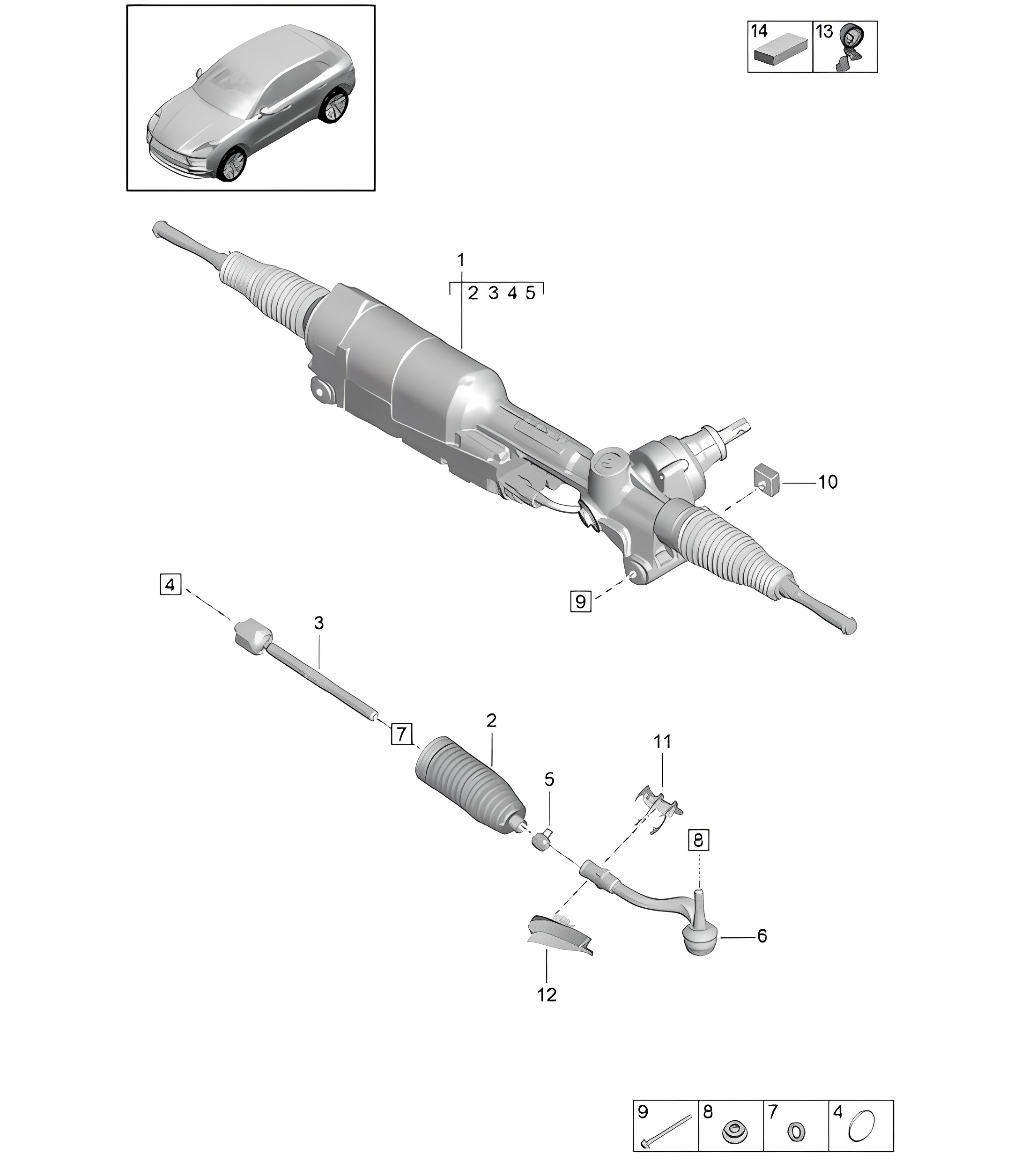 Steering gear - PR:L0L, L0R -  95B (II / III) Macan 2019 - 2024