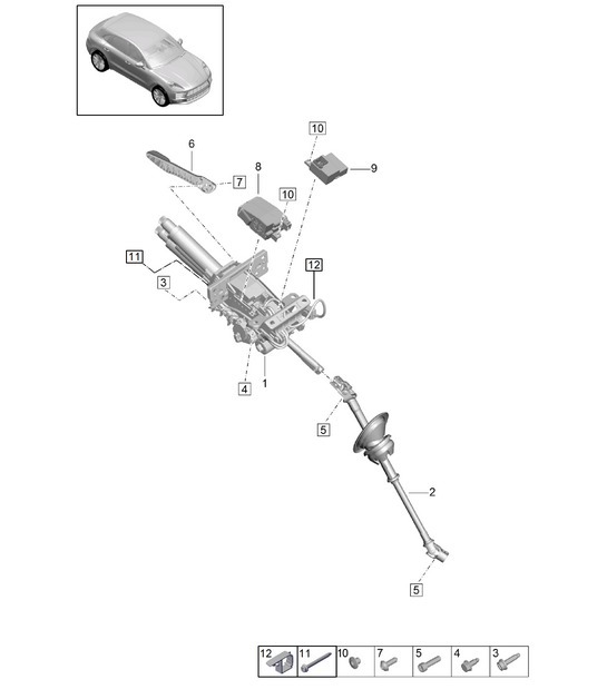 Diagram 403-060 Porsche Macan (95B) MK2 2019-2021 Front Axle, Steering 