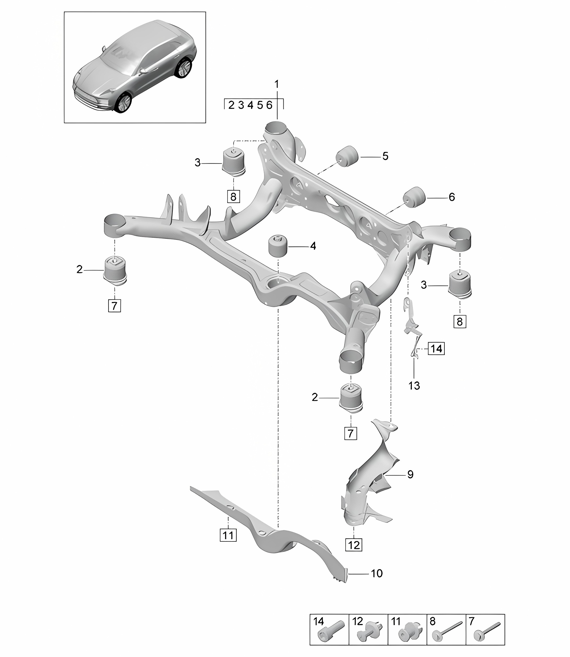 Suspension sub-frame 95B (II / III) Macan 2019 - 2024