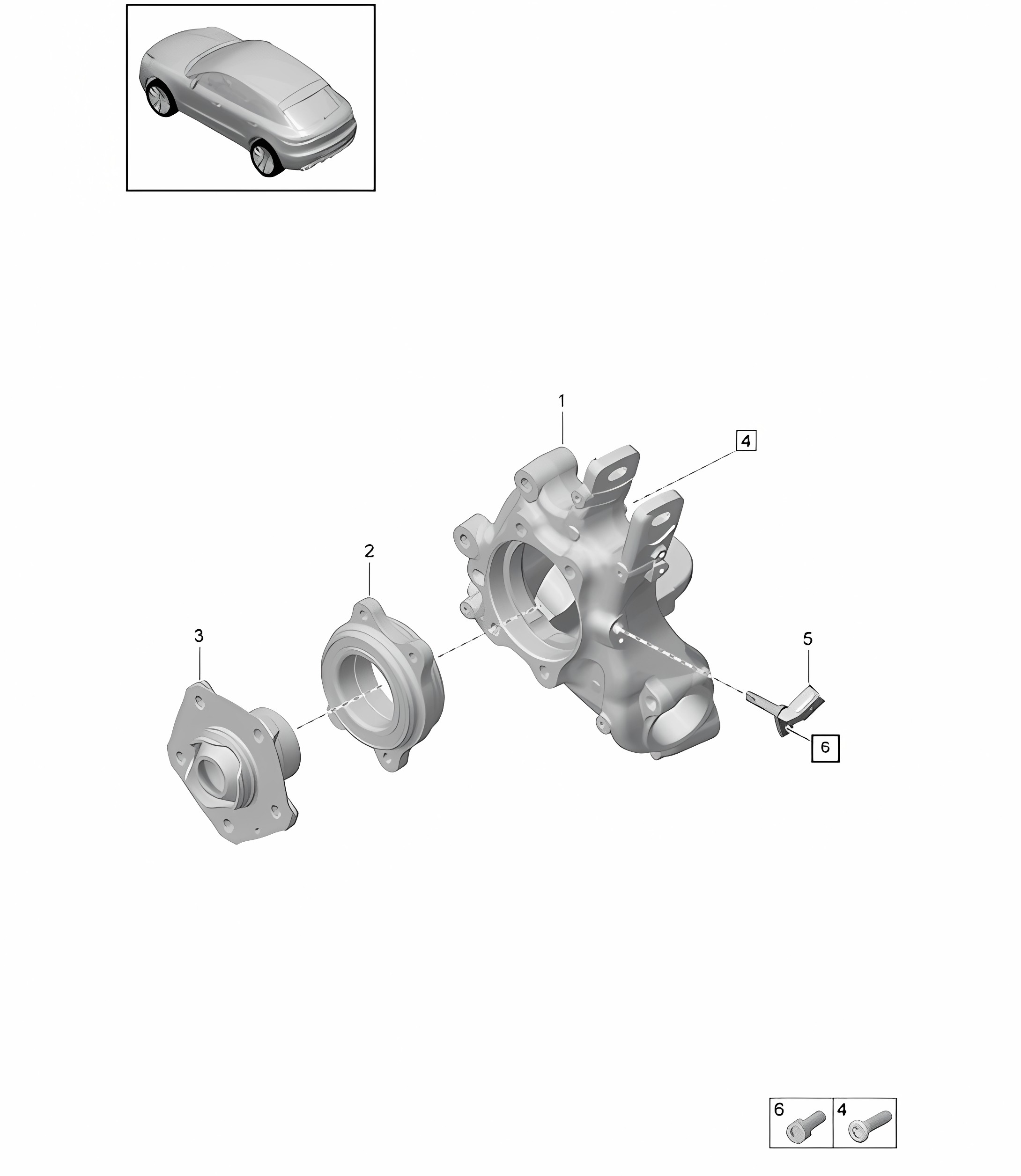 Wheel carrier /  Wheel hub 95B (II / III) Macan 2019 - 2024