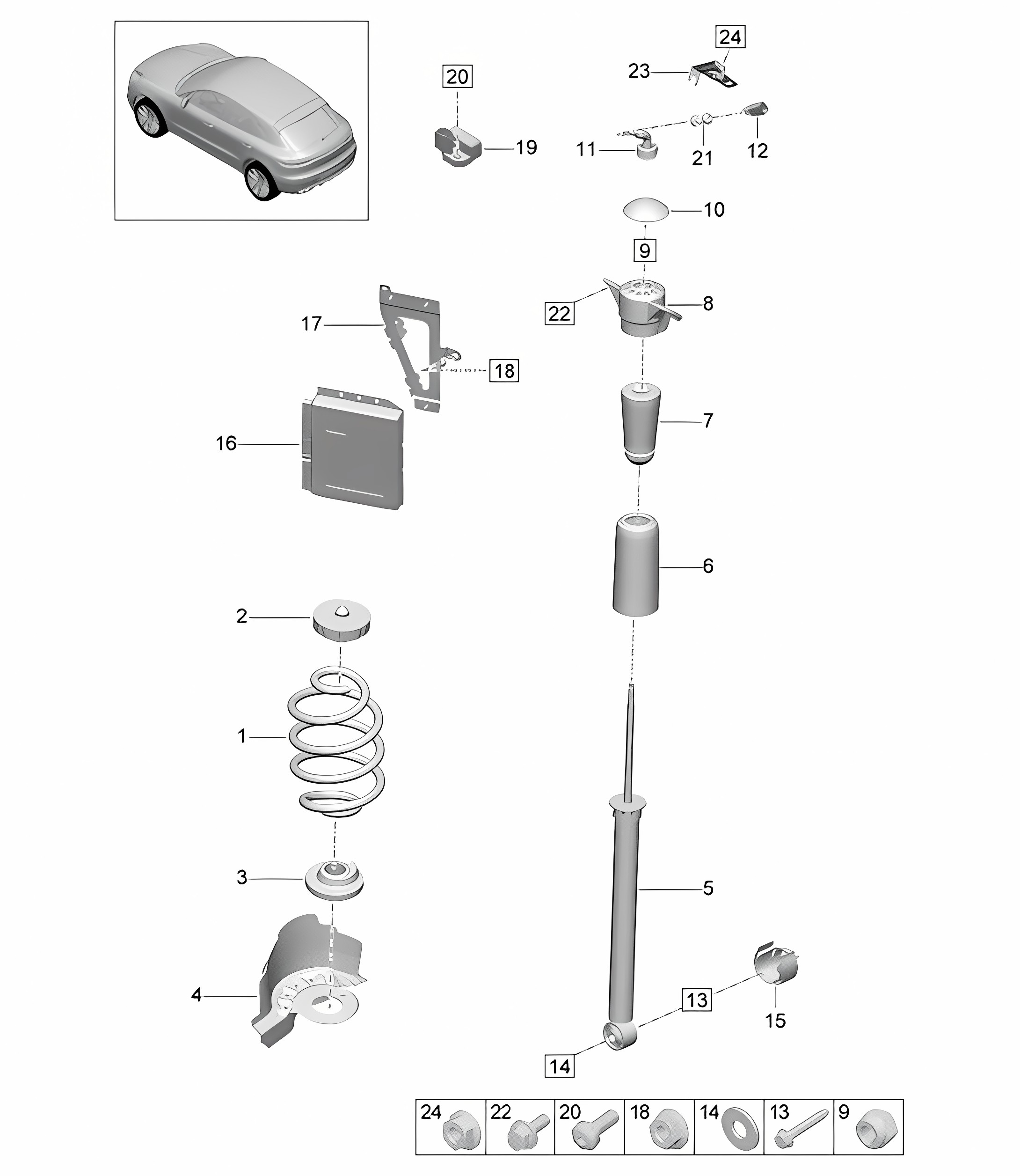 Steel spring suspension - Model: GTS / PR:1BH+E0W - 95B (II / III) Macan 2019 - 2024