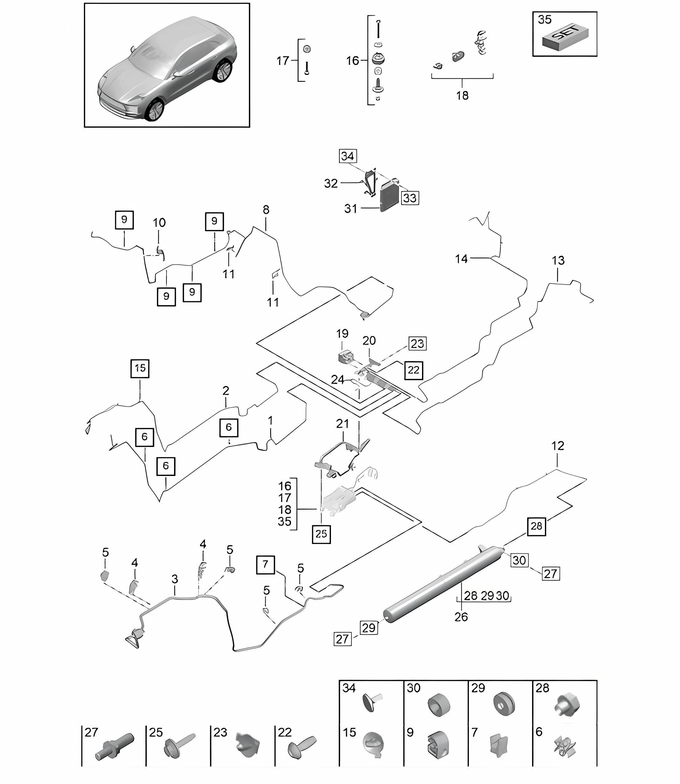Adaptive suspension / Air supply - PR:1BK, 2MB - 95B (II / III) Macan 2019 - 2024