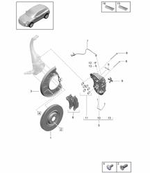 Freno de disco / Eje delantero - GRIS - PR:1LB, 1LF, 1A2, A8F, 0F5 - 95B (II / III) Macan D>> - MJ 2021 