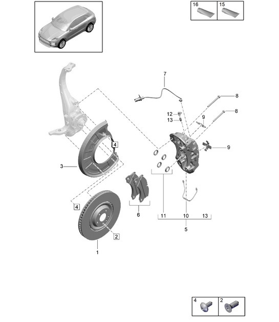 Diagram 602-050 Porsche Macan (95B) MK2 2019-2021 Wheels, Brakes