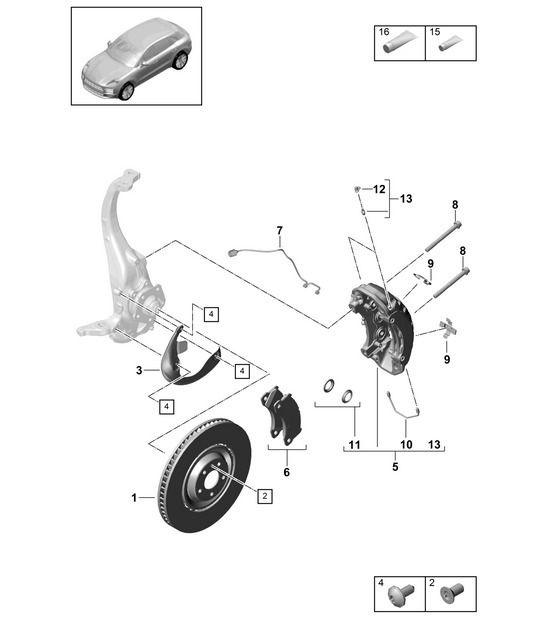 Diagram 602-100 Porsche Macan (95B) MK2 2019-2021 Wheels, Brakes