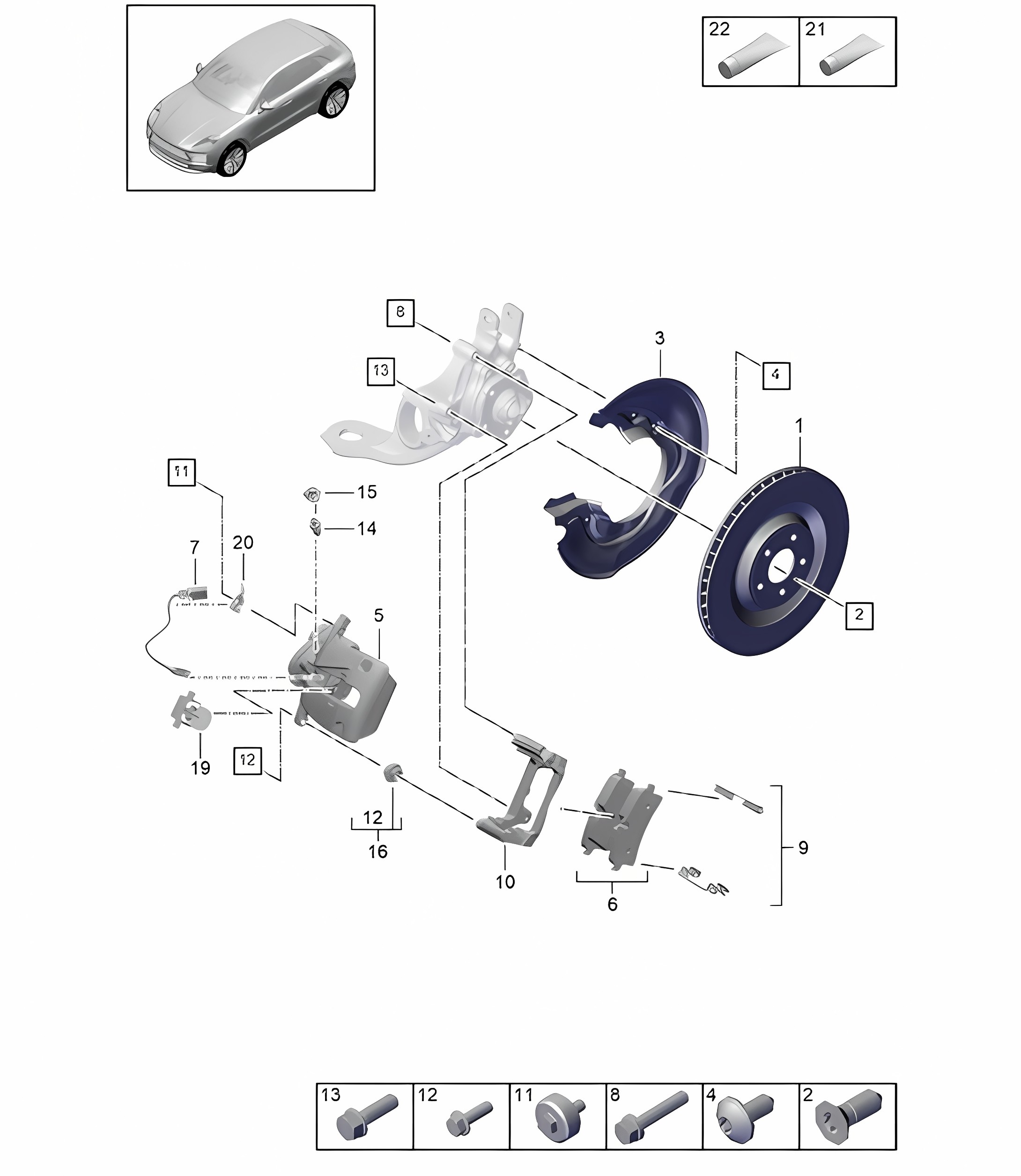 Disc brake / Rear axle  -  PSCB,  WHITE / RED - PR:1KN, 1KW -  95B (II / III) Macan D >> - MJ 2021