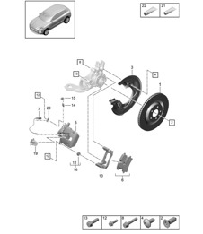 Disc brake / Rear axle -  PSCB, WHITE - PE:2EH - 95B (II / III) Macan D >> - MJ 2021