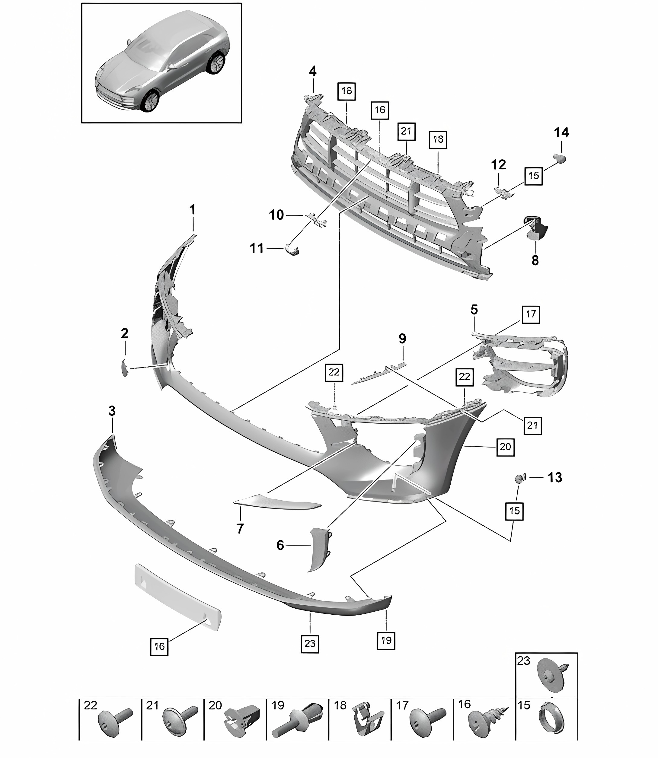 Front bumper / Sport Design Pack / Turbo -  95B (II / III) Macan 2019 - 2024