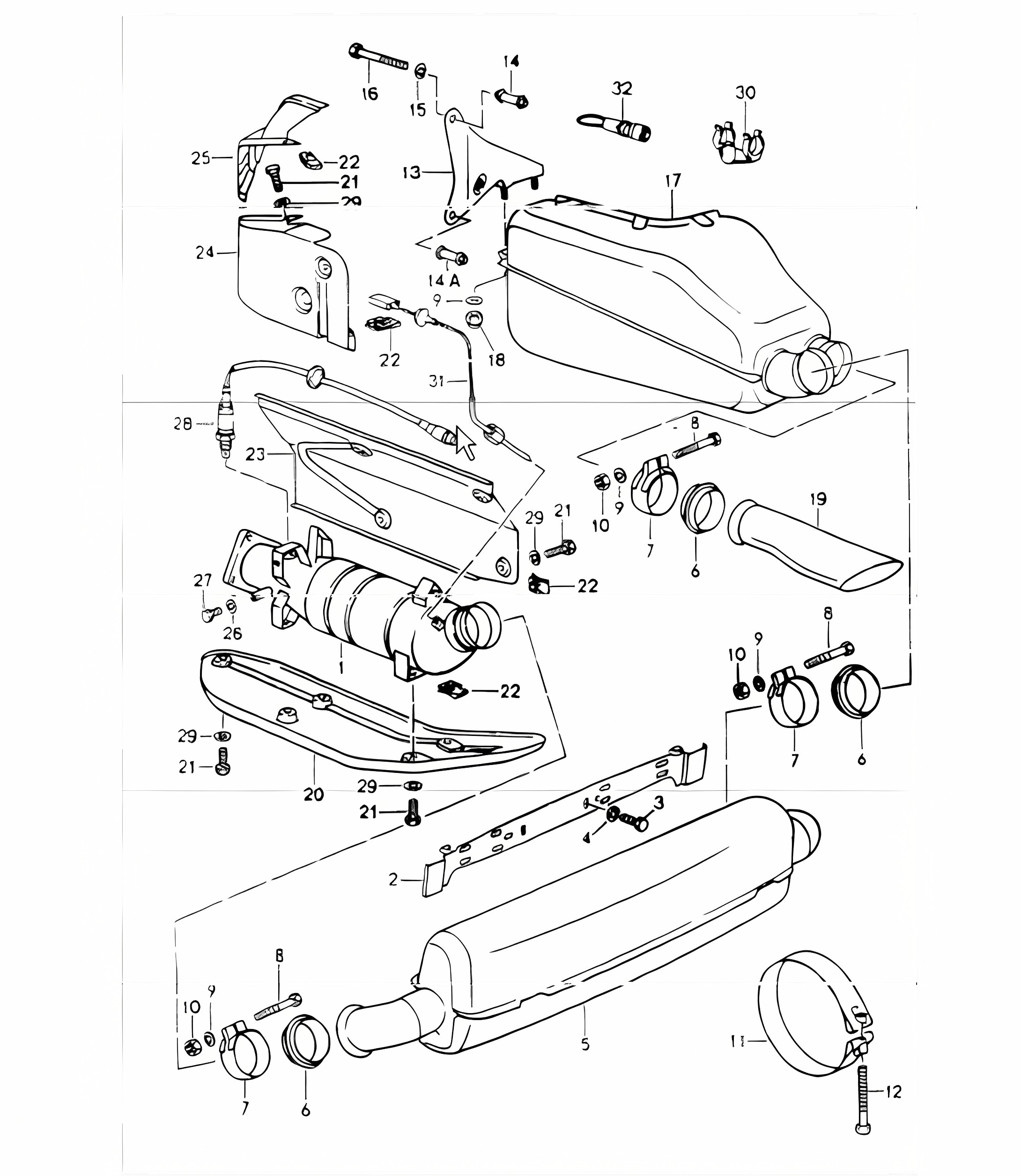 exhaust system: muffler, catalytic converter 964 M64.01/02/03 1989-94