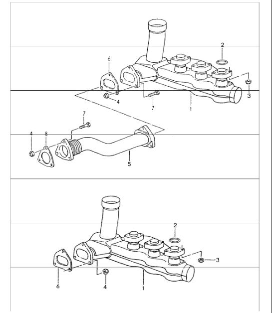 Diagram 202-10 Porsche 997 MK1 Carrera 2 3.6L 2005-08 Kraftstoffsystem, Abgassystem