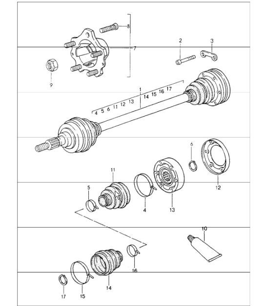 Diagram 501-05 Porsche 911 1974-1977 2.7L / 1976-77 3.0 Carrera Rear Axle