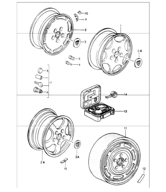Diagram 601-00 Porsche 968 (1992-1995) Wheels, Brakes