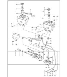 depósito de líquido de frenos, bomba de freno, servofreno 964 CARRERA 4, TURBO, TURBO-LOOK, CARRERA RS 1989-94