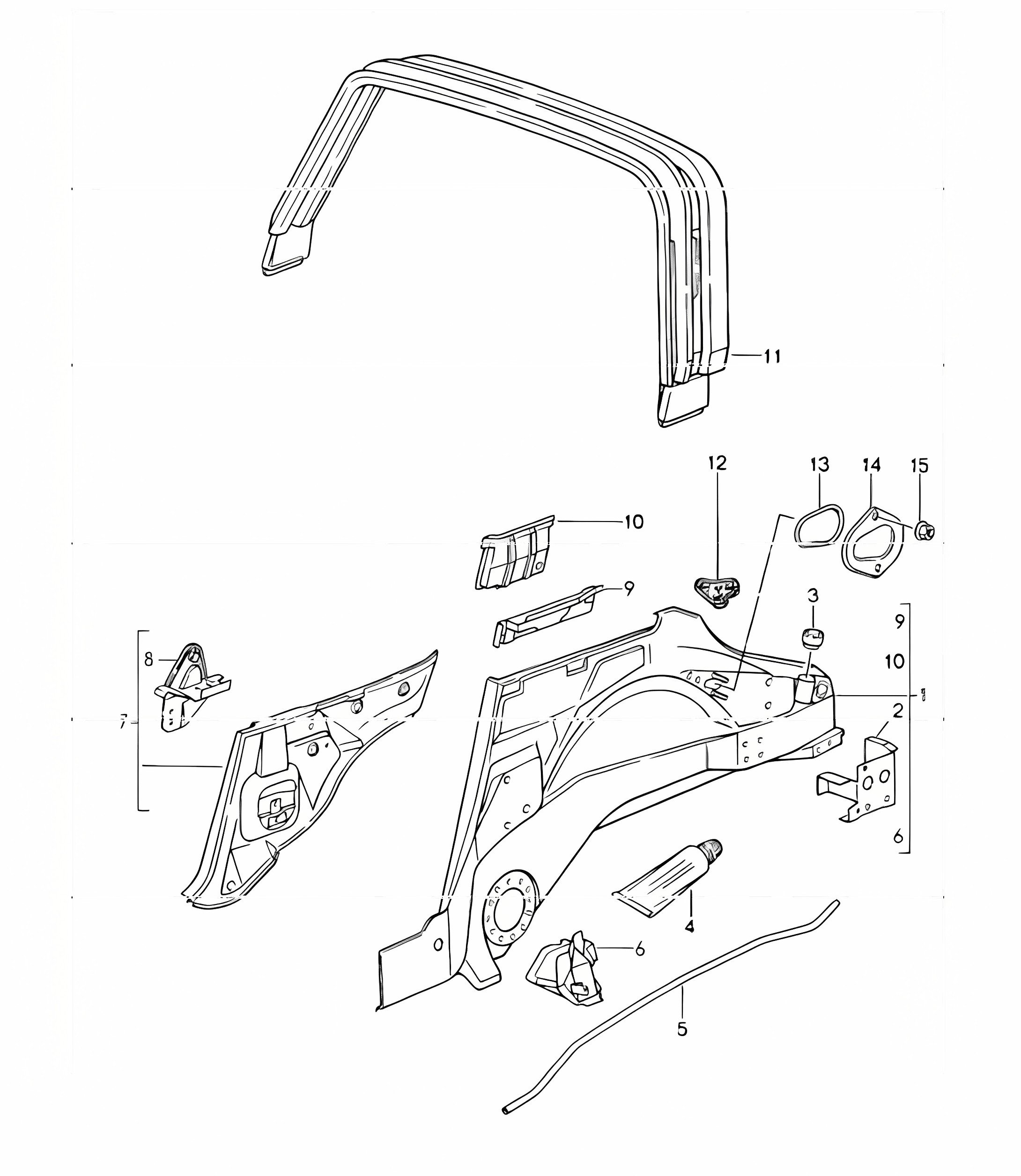interior panelling rear 964 TARGA/CABRIO SPEEDSTER 1989-94