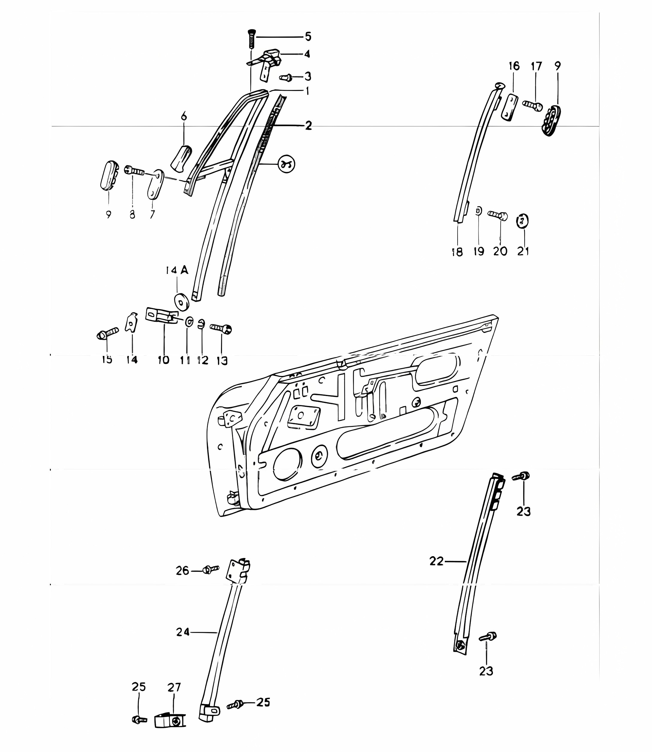 door glass frame 964 TARGA, CABRIO, SPEEDSTER 1989-94