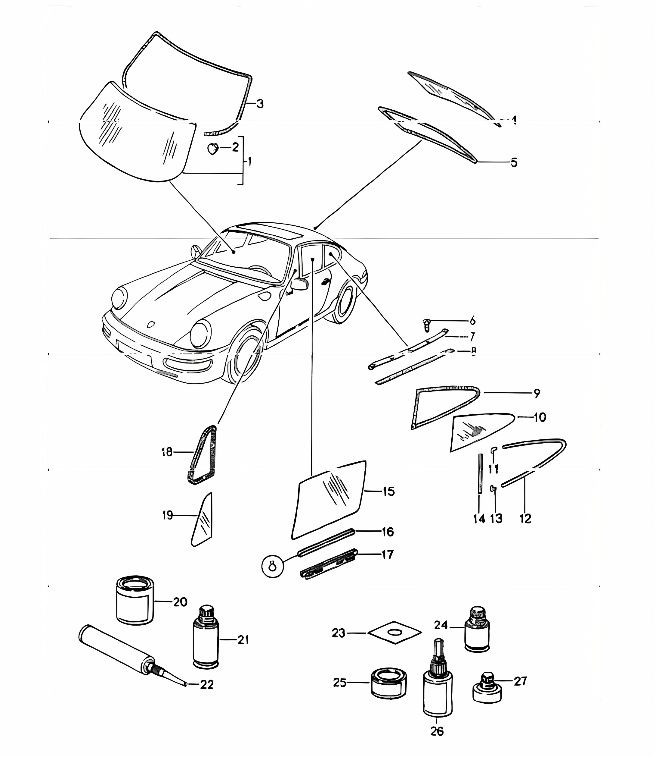 window glazing 964 COUPE 1989-94
