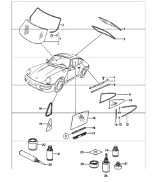 window glazing 964 COUPE 1989-94