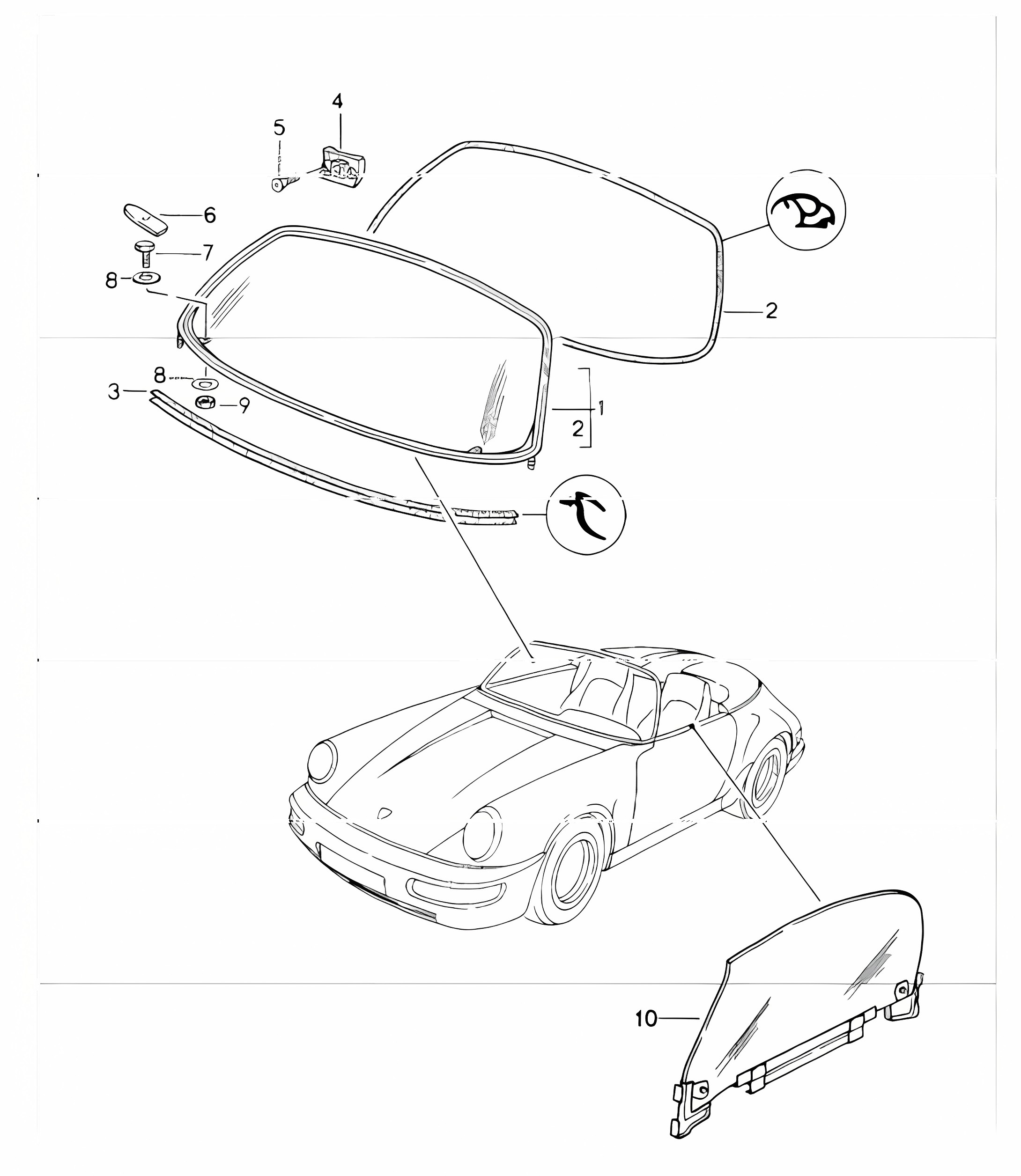 window glazing 964 SPEEDSTER 1989-94