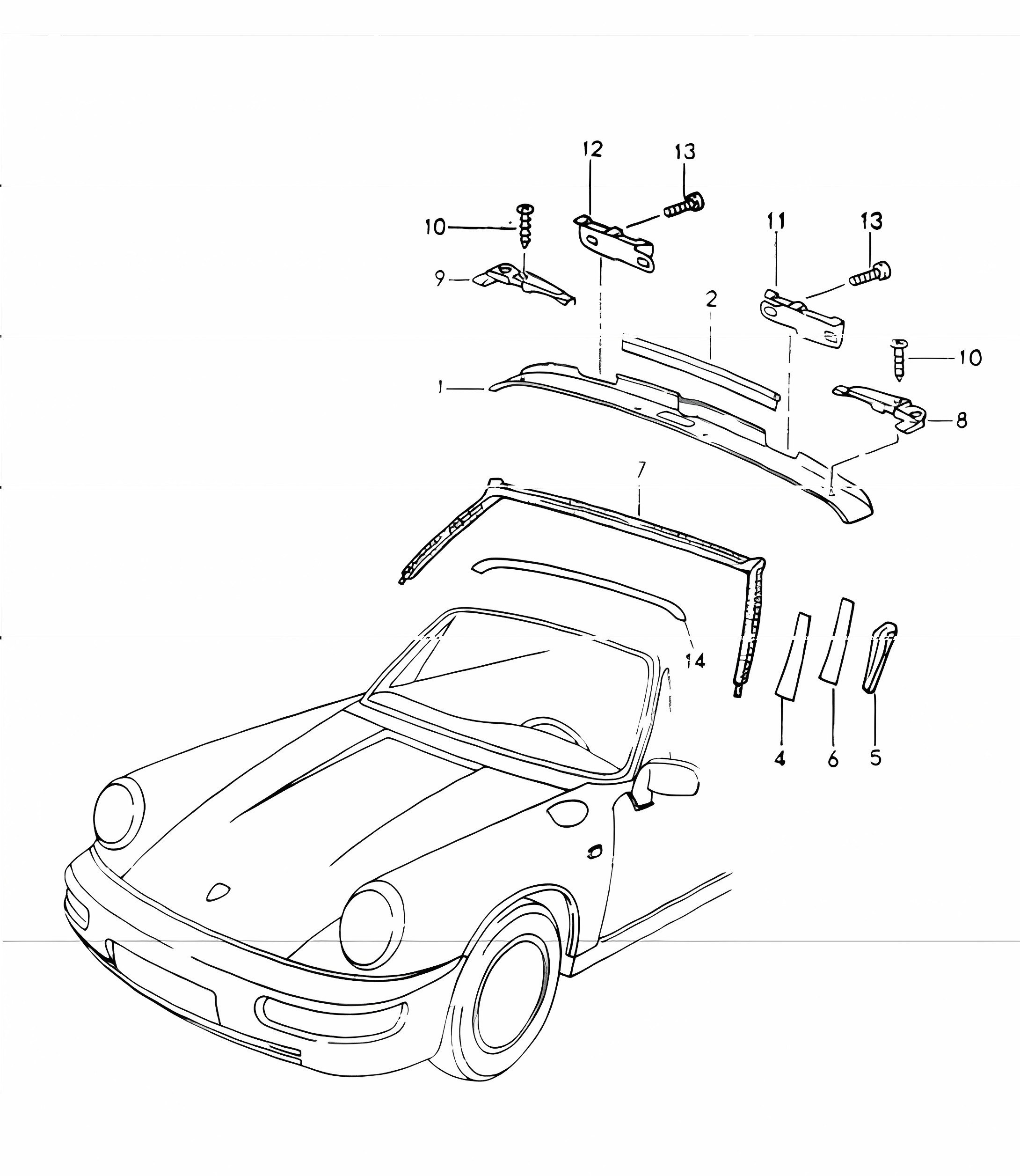 windscreen frame accessories 964 TARGA/CABRIO 1989-94