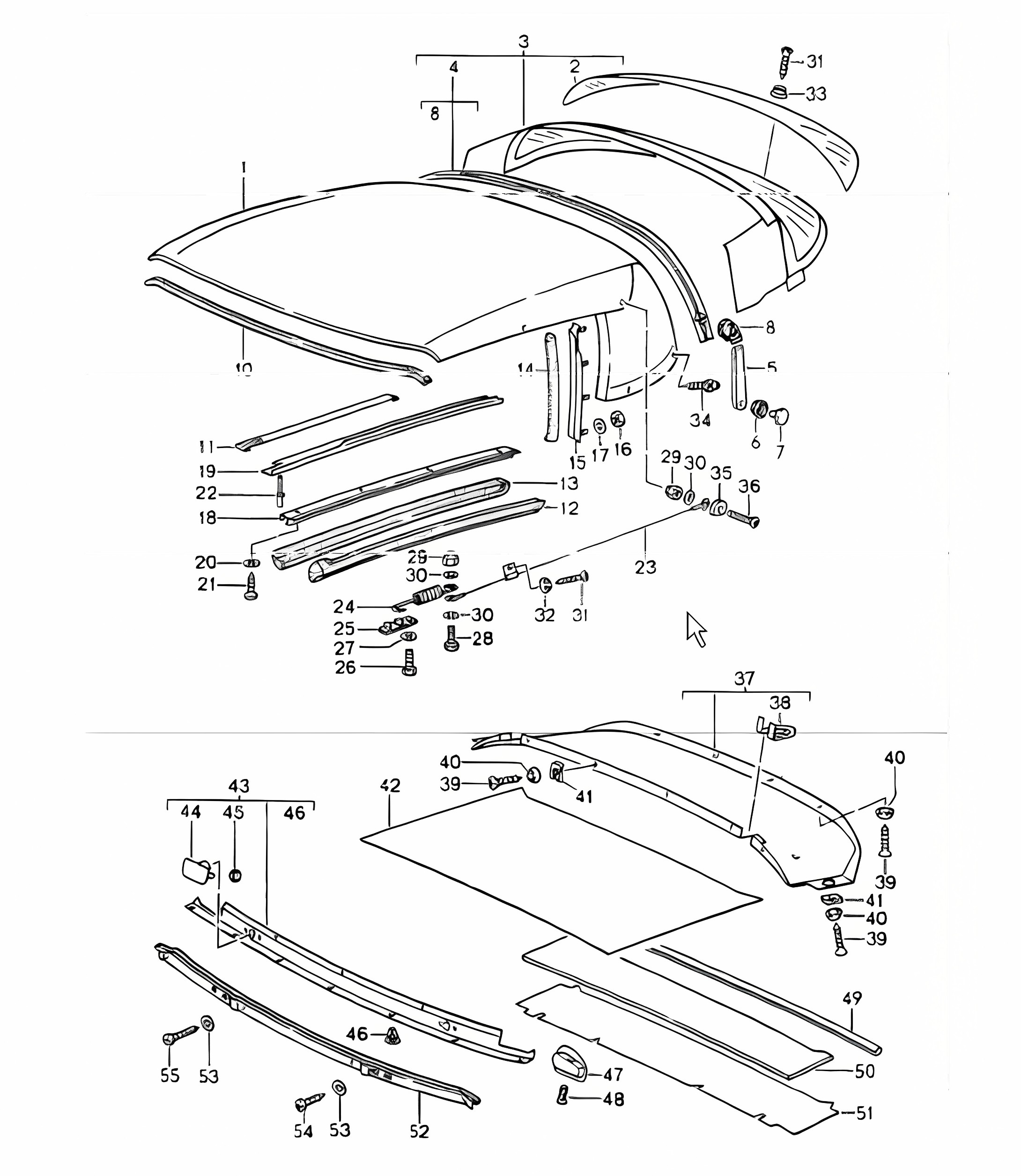 convertible top covering seal single parts 964 CABRIO 1989-94