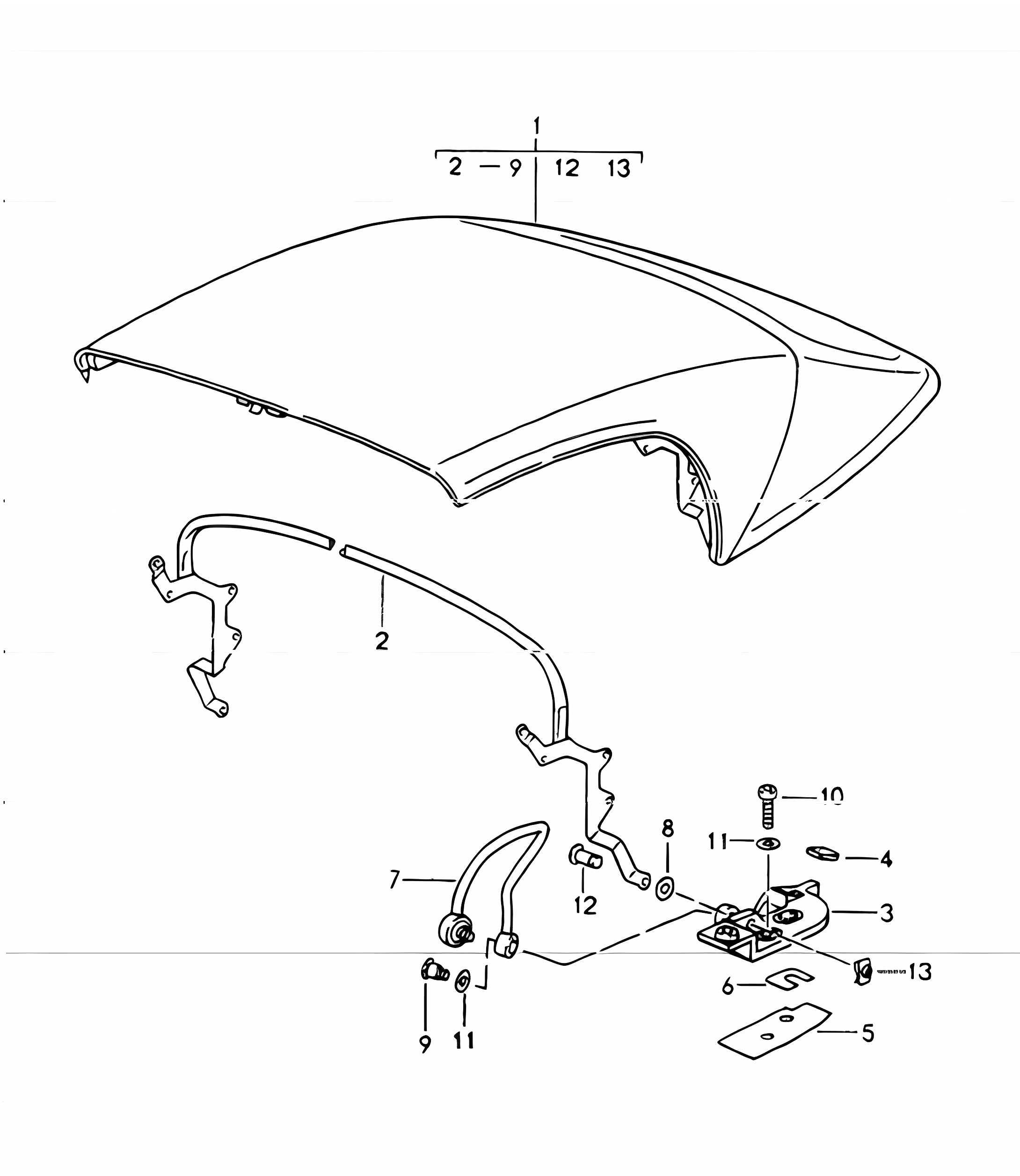folding top complete main folding top bow single parts 964 SPEEDSTER 1989-94