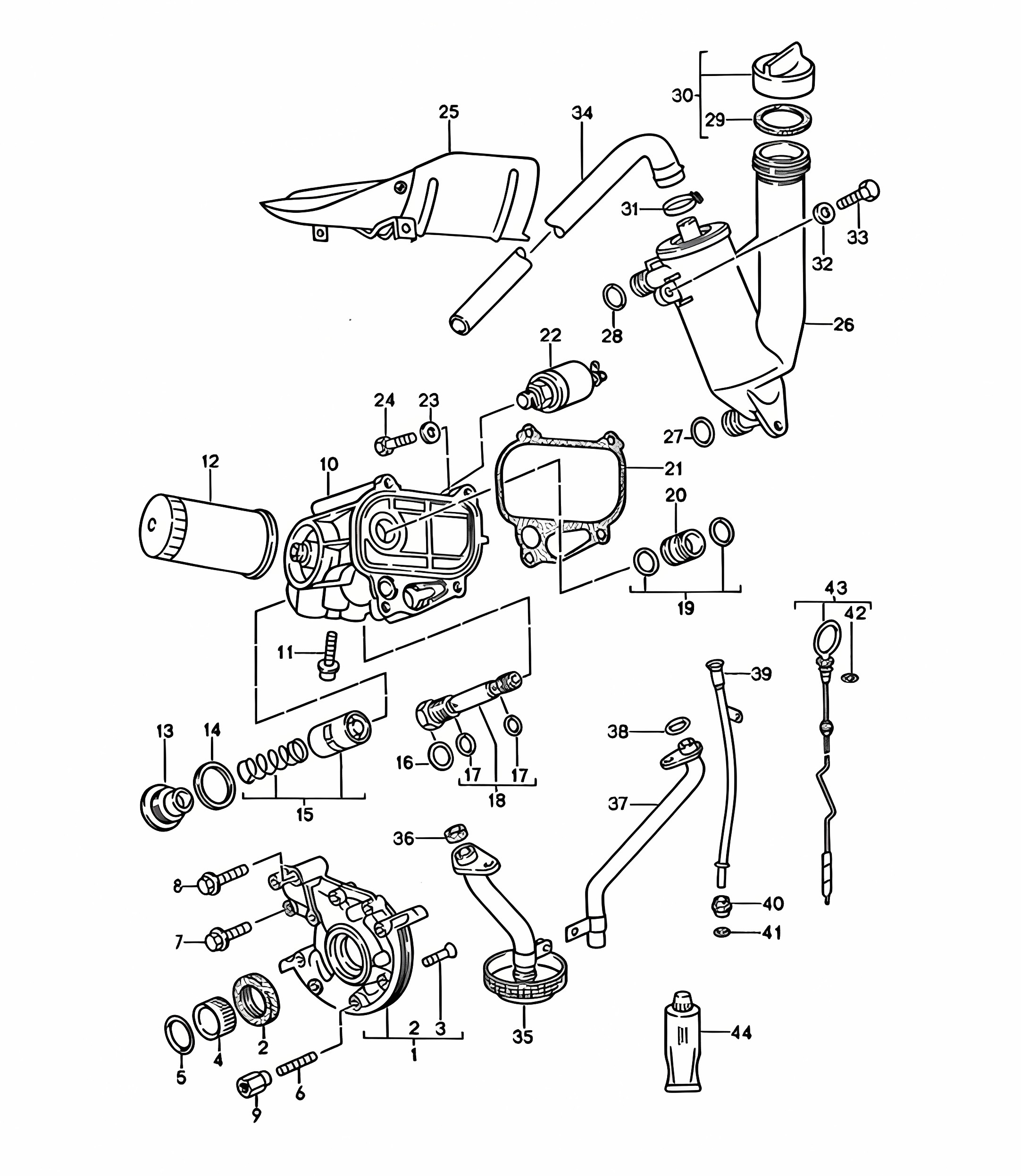 Engine lubrication (Model: M44.43/44) 968 1992-95