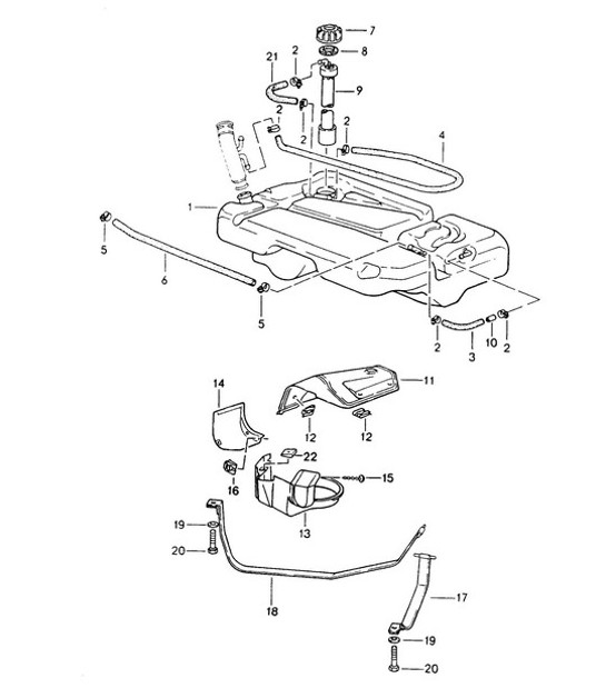 Diagram 201-000 Porsche Macan (95B) MK1 (2014-2018) Fuel System, Exhaust System
