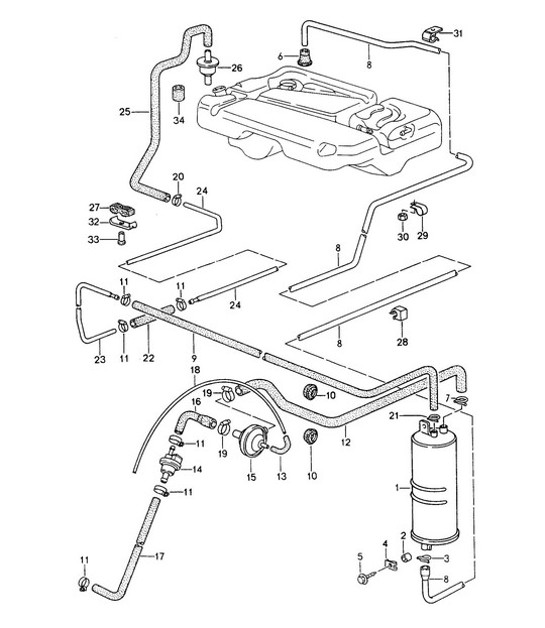 Diagram 201-015 Porsche Macan (95B) MK1 (2014-2018) Fuel System, Exhaust System