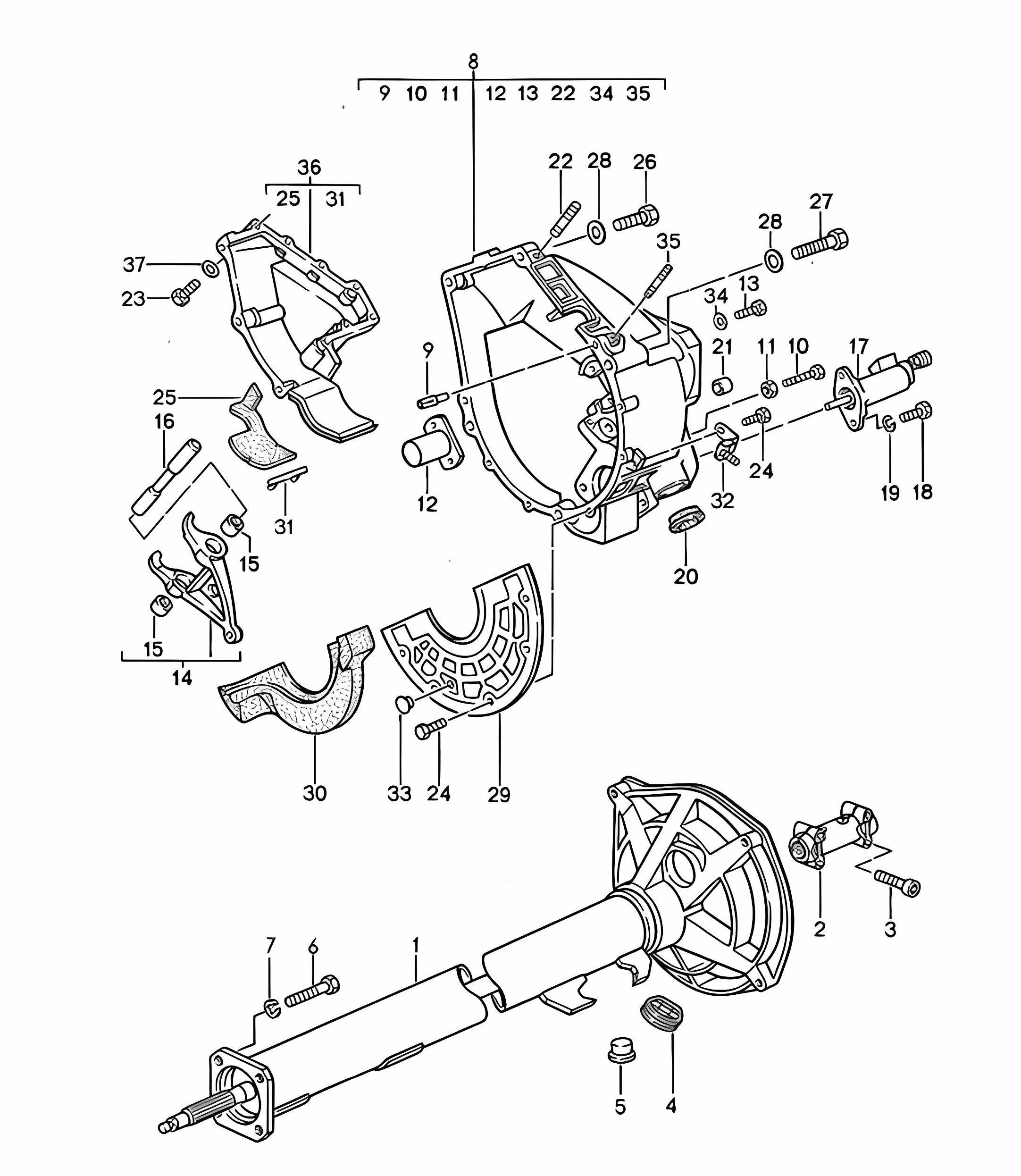Manual transmission / Central tube (Model: G44.00)  968 1992-95