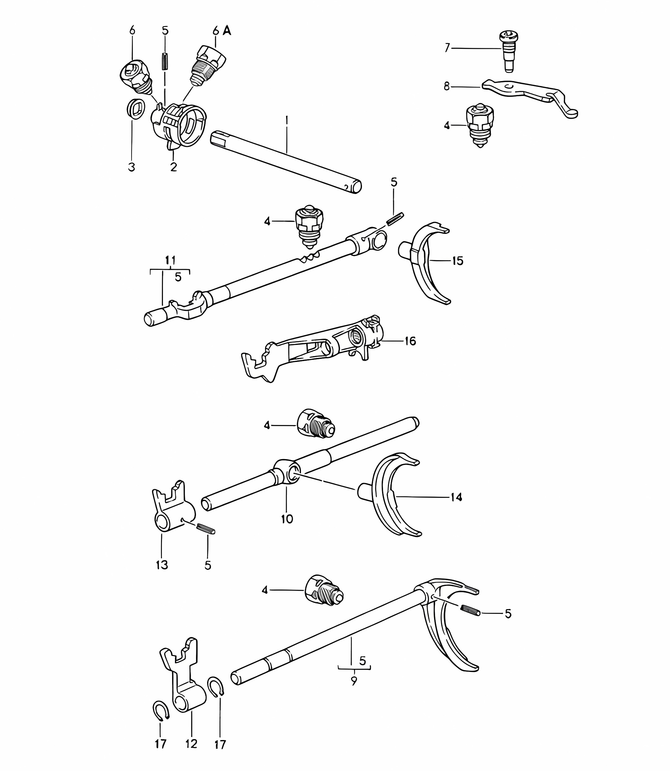 Manual transmission / Shift rods / shift forks (Model: G44.00) 968 1992-95